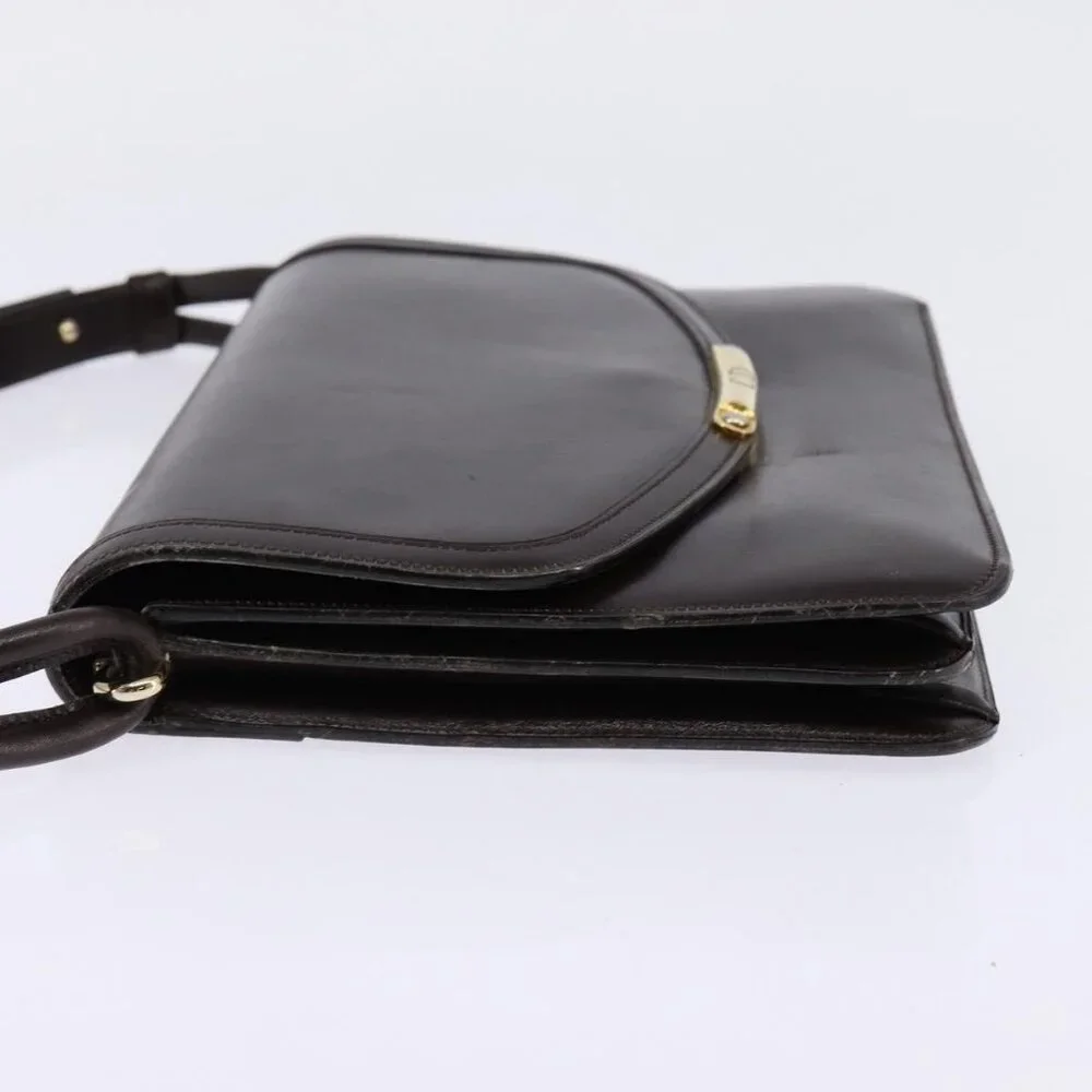 Authentic Christian Dior Shoulder Bag Leather Brown Gold - Picture 11 of 16
